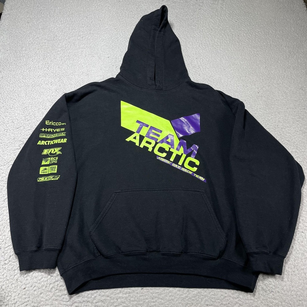Arcticwear Team Arctic Hoodie Mens XL Black Snowmobile Racing Fleece Sweatshirt